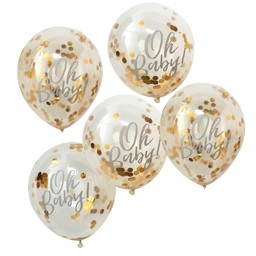 Show details for Oh Baby Gold Confetti Balloons Picture of Oh Baby Gold Confetti Balloons