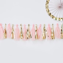 Show details for Oh Baby Pink & Gold Tassel Garland Picture of Oh Baby Pink & Gold Tassel Garland