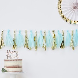 Show details for  Oh Baby Blue & Gold Tassel Garland Picture of  Oh Baby Blue & Gold Tassel Garland