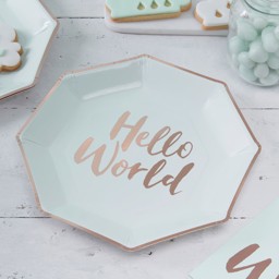 Show details for Hello World Paper Plates Picture of Hello World Paper Plates
