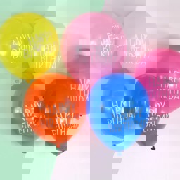 Show details for Rainbow Happy Birthday Balloons Picture of Rainbow Happy Birthday Balloons