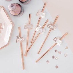 Picture of Team Bride Rose Gold Paper Straws