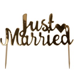 Picture of Gold Just Married Cake Topper