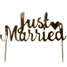 Show details for Gold Just Married Cake Topper Picture of Gold Just Married Cake Topper