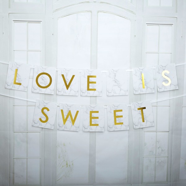 Picture of Love Is Sweet Bunting - Scripted Marble