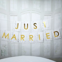 Picture of Just Married Bunting - Scripted Marble