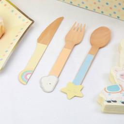 Show details for Pastel Wooden Cutlery  Picture of Pastel Wooden Cutlery