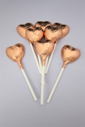 Show details for Rose Gold Foiled Chocolate Heart Lollipop Picture of Rose Gold Foiled Chocolate Heart Lollipop