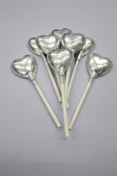 Show details for Silver Foiled Chocolate Heart Lollipop Picture of Silver Foiled Chocolate Heart Lollipop