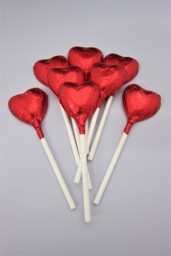 Show details for Red Foiled Chocolate Heart Lollipop Picture of Red Foiled Chocolate Heart Lollipop