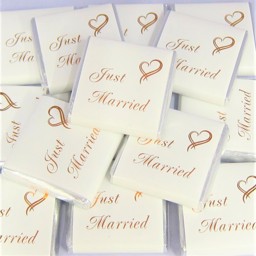 Show details for Just Married Milk Chocolate Squares - Rose Gold Picture of Just Married Milk Chocolate Squares - Rose Gold