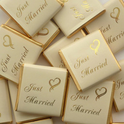 Picture of Just Married Milk Chocolate Squares - Gold