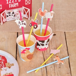 Show details for Farmyard Animal Paper Straws Picture of Farmyard Animal Paper Straws