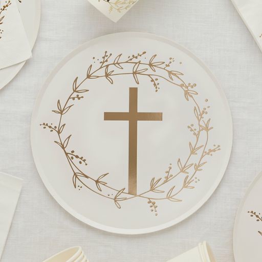 Picture of Gold Cross Foiled Paper Plates