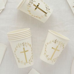 Picture of Gold Cross Foiled Paper Cups