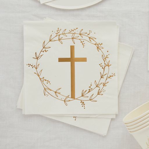 Picture of Gold Cross Foiled Paper Napkins