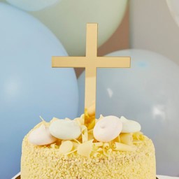 Show details for Gold Acrylic Cross Cake Topper Picture of Gold Acrylic Cross Cake Topper