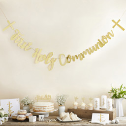 Picture of First Holy Communion Gold Banner