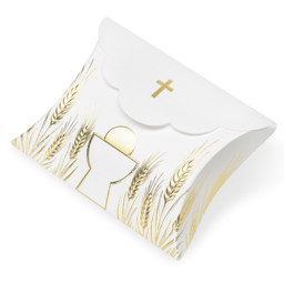 Show details for Communion White & Gold Embossed Pillow Box Picture of Communion White & Gold Embossed Pillow Box