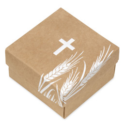Show details for Natural & White Embossed Square Box Picture of Natural & White Embossed Square Box
