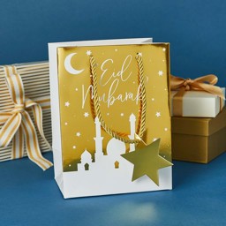 Show details for Gold Eid Gift Bag with Star Tags Picture of Gold Eid Gift Bag with Star Tags