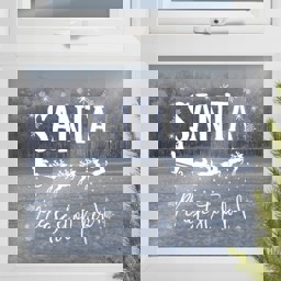 Show details for Santa Please Stop Here Window Sticker Picture of Santa Please Stop Here Window Sticker