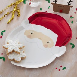 Picture of Red Foiled Santa Shaped Paper Plates