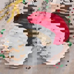 Show details for Red Foiled Santa Shaped Paper Plates Picture of Red Foiled Santa Shaped Paper Plates