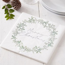Picture of Merry Christmas Silver Foiled Paper Napkins