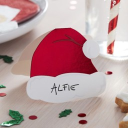 Picture of Red Foiled Santa Hat Place Cards