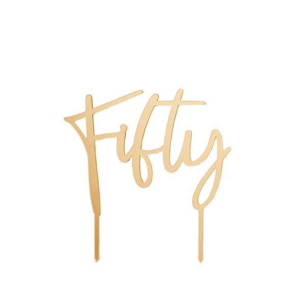 Picture of Fifty Gold Acrylic Cake Topper