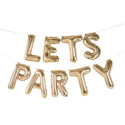 Show details for Let's Party Gold Foil Balloon Garland Picture of Let's Party Gold Foil Balloon Garland