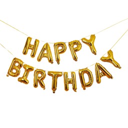 Show details for Happy Birthday Gold Foil Balloon Garland Picture of Happy Birthday Gold Foil Balloon Garland