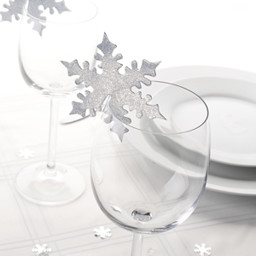 Picture of Shimmering Snowflake - Place Card for Glass - Silver