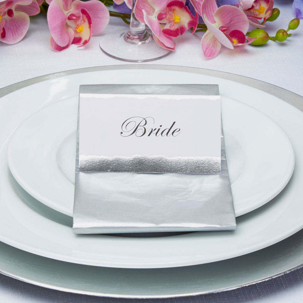 Picture of White & Silver Place Cards