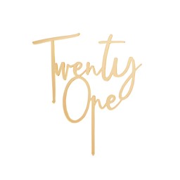 Picture of Twenty One Gold Acrylic Cake Topper